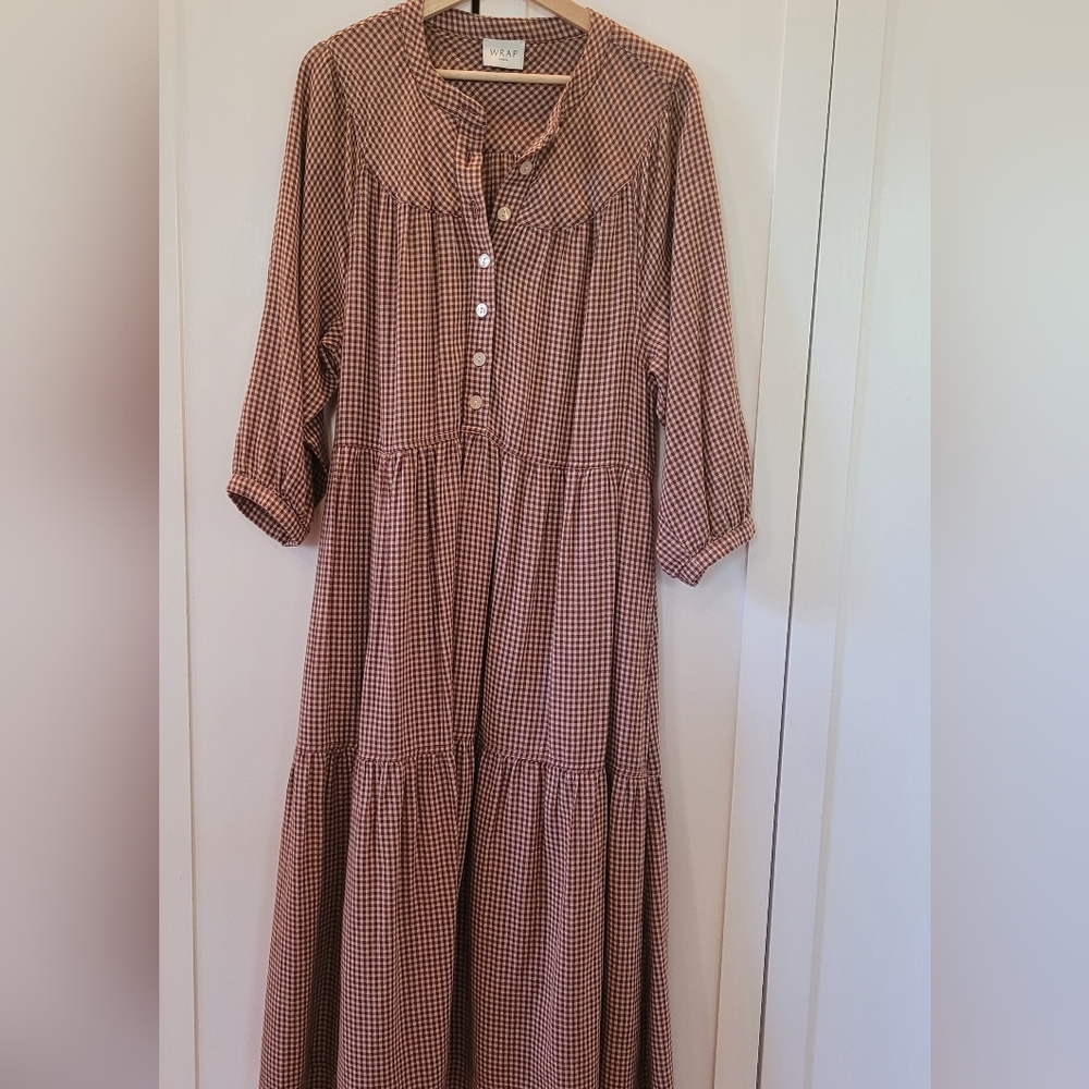 Wrap London burgundy check dress